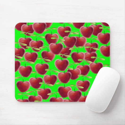 Lime Green Cherry Splash Mousepad (Mit Mouse)