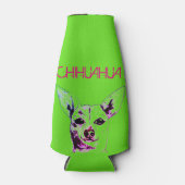 Lime Green Chihuahua Themed Bottle Cooler Flaschenkühler (Vorderseite)