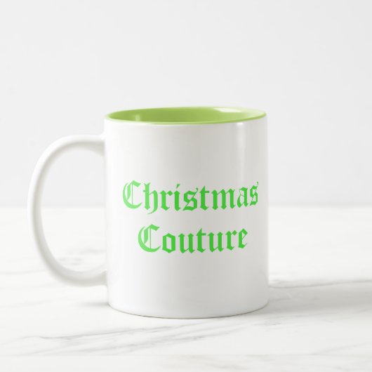 Lime Green Christmas Couture Zweifarbige Tasse (Links)