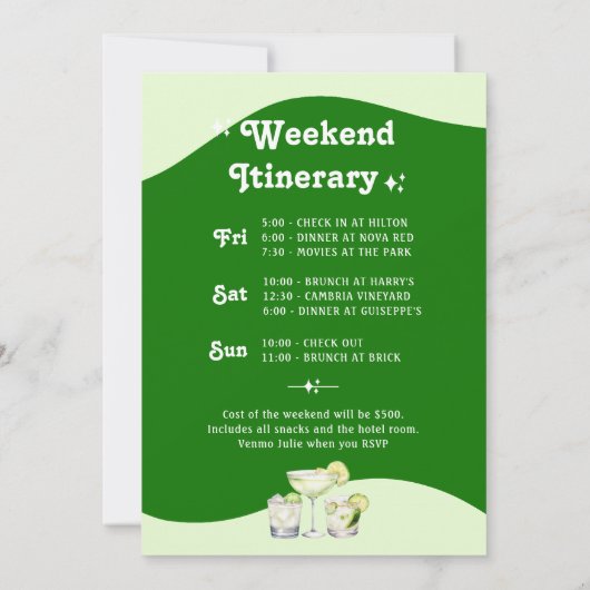 Lime Green Citrus Tequila & Tulum Bachelorette Einladung (Rückseite)