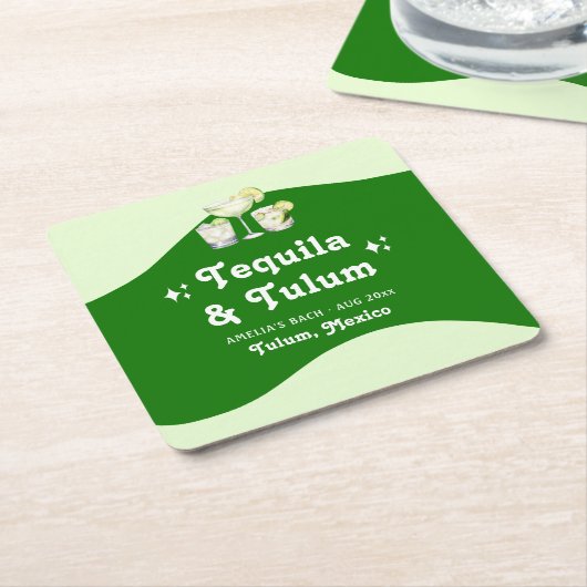 Lime Green Citrus Tequila & Tulum Bachelorette Rechteckiger Pappuntersetzer (angewinkelt)