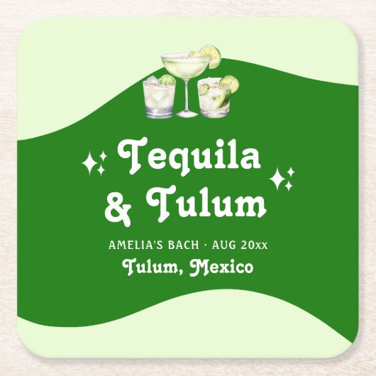 Lime Green Citrus Tequila & Tulum Bachelorette Rechteckiger Pappuntersetzer (Vorderseite)