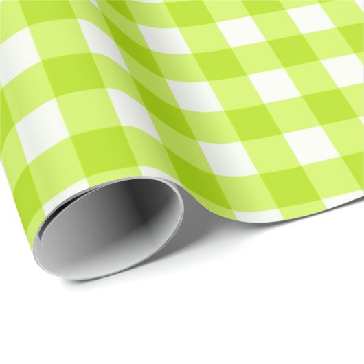 Lime Green Classic Gingham Karo Pattern Geschenkpapier (Rolleneckpunkt)