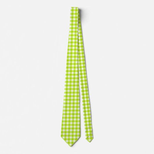 Lime Green Classic Gingham Karo Pattern Krawatte (Vorderseite)