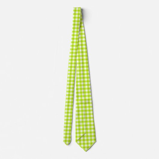 Lime Green Classic Gingham Karo Pattern Krawatte (Rückseite)