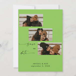 Lime Green Collage Foto Wedding Save the Date
