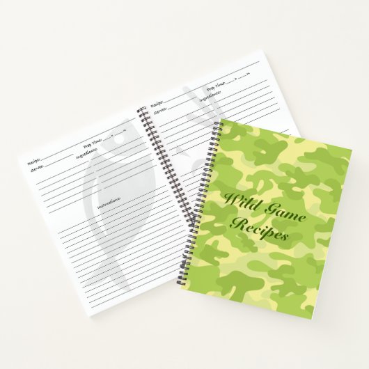 Lime Green Color Camouflage Muster Rezept Buch (Innenseite)