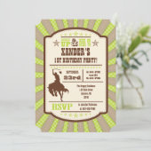 Lime Green Cowboy Rodeo Geburtstagsparty Einladung (Stehend Vorderseite)