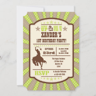 Lime Green Cowboy Rodeo Geburtstagsparty Einladung