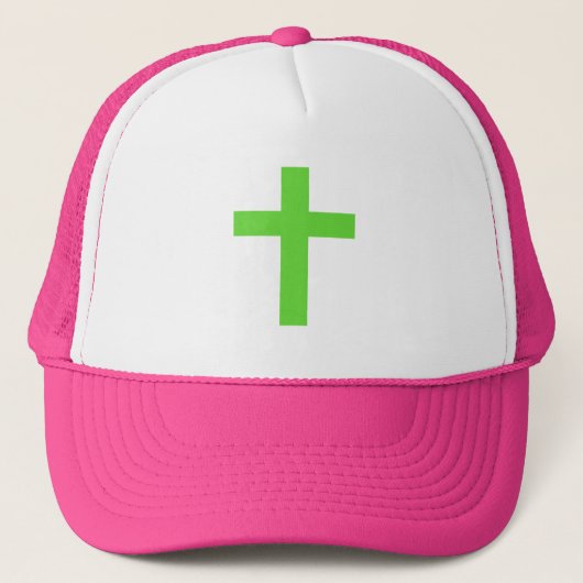 Lime Green Cross Trucker Hat Truckerkappe (Vorderseite)