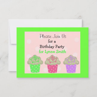 Lime Green Cupcake Geburtstagsparty Einladung