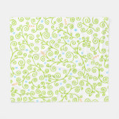 Lime Green Curling Vines | Giralflorale Muster Fleecedecke (Vorderseite (Horizontal))