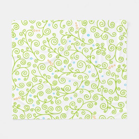 Lime Green Curling Vines | Giralflorale Muster Fleecedecke (Vorderseite (Horizontal))