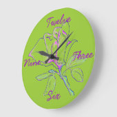 Lime Green Cursive Clock Große Wanduhr (Winkel)