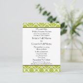 Lime Green Damask auf der Einladung zur White Wedd (Stehend Vorderseite)