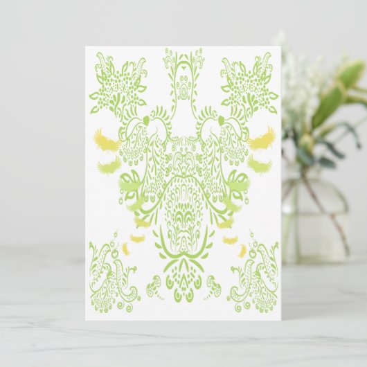 Lime Green Damask Einladung zur Hochzeit (Stehend Vorderseite)