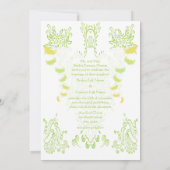 Lime Green Damask Einladung zur Hochzeit (Rückseite)