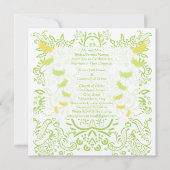 Lime Green Damask Einladung zur Hochzeit (Vorderseite)