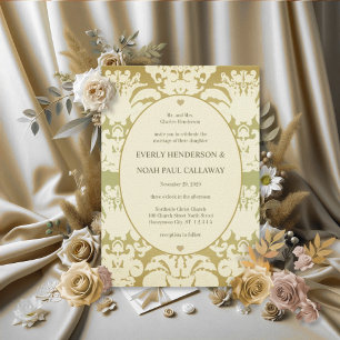Lime Green Damask Einladung zur Hochzeit