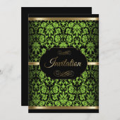 Lime Green Damask Party Celebration| DIREKT Einladung (Vorne/Hinten)