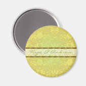 Lime Green Damask Wedding Magnet (Vorderseite/Rückseite)