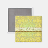 Lime Green Damask Wedding Magnet (Vorderseite/Rückseite)