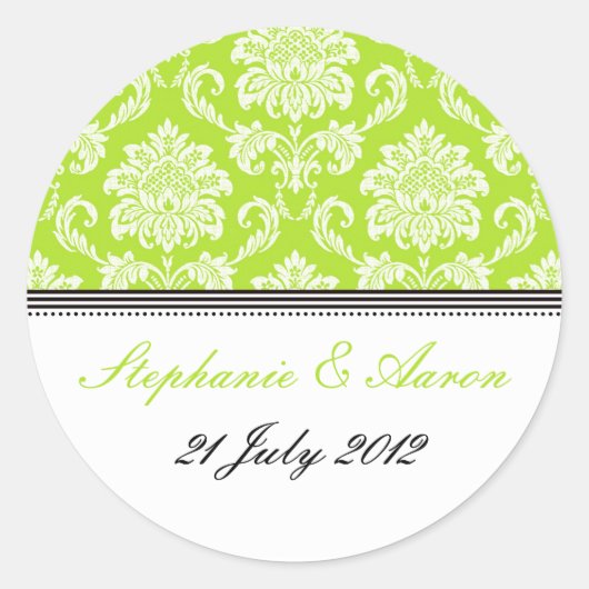 Lime Green Damask Wedding Sticker (Vorderseite)