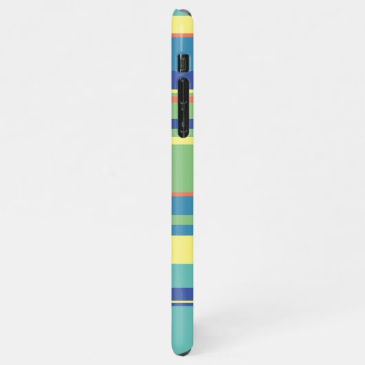 Lime Green Dark Blue Orange Summer Yellow Stripes iPhone Hülle (Linke Seite)