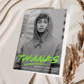 Lime Green Dashed Modern Foto Abschluss Dankeskarte