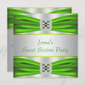 Lime Green Diamonds 16 . Geburtstag Einladung (Vorne/Hinten)