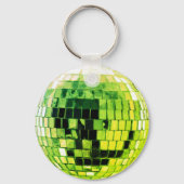 Lime Green Disco Disco Ball Schlüsselanhänger (Rückseite)