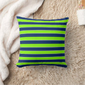 Lime Green Dunkel Blue Name Stripes Kissen (Decke)