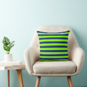 Lime Green Dunkel Blue Name Stripes Kissen (Stuhl )