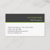 Lime Green Dunkle Grau Moderne Clean Line Visitenkarte (Rückseite)