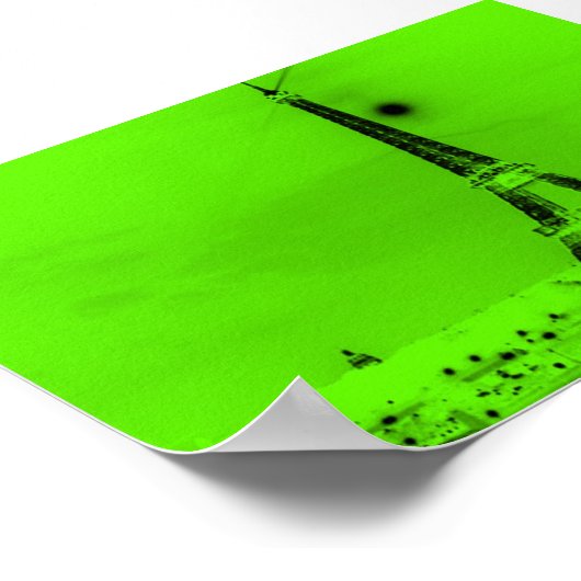 Lime Green Eiffel Tower Poster (Ecke)