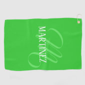Lime Green Elegante Personalisierter Name Club Golfhandtuch (Horizontal)