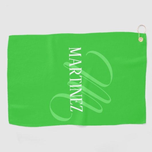 Lime Green Elegante Personalisierter Name Club Golfhandtuch (Horizontal)