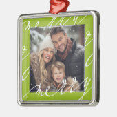 Lime Green Extravagantes Script "Merry Christmas F Ornament Aus Metall (Links)