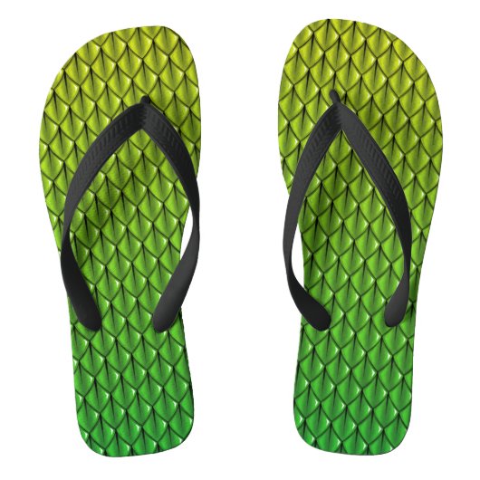 Lime Green (Fade) Dragon Scale Fantasy Badesandalen (Fußbett)
