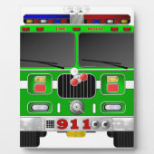 Lime Green Fire Truck Fotoplatte (Vorderseite)