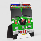 Lime Green Fire Truck Fotoplatte (Seite)