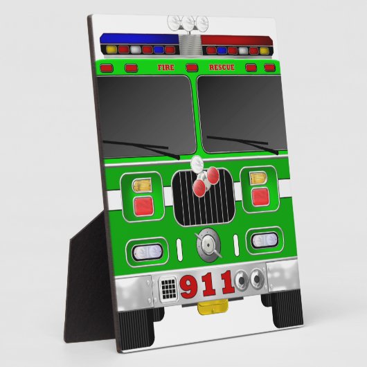 Lime Green Fire Truck Fotoplatte (Seite)