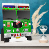 Lime Green Fire Truck Fotoplatte (Seite)