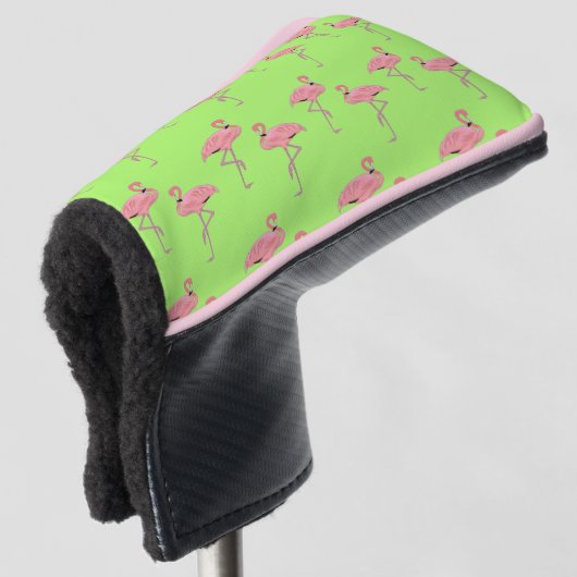 Lime Green Flamingo Golf Head Cover Headcover (3/4 Vorderseite)