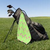 Lime Green Flamingos Muster Golfhandtuch (Gras)