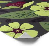 Lime Green Floral auf dunkelgrauem Hintergrund Poster (Ecke)
