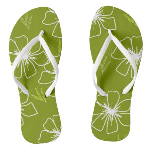 Lime Green Floral Design Badesandalen