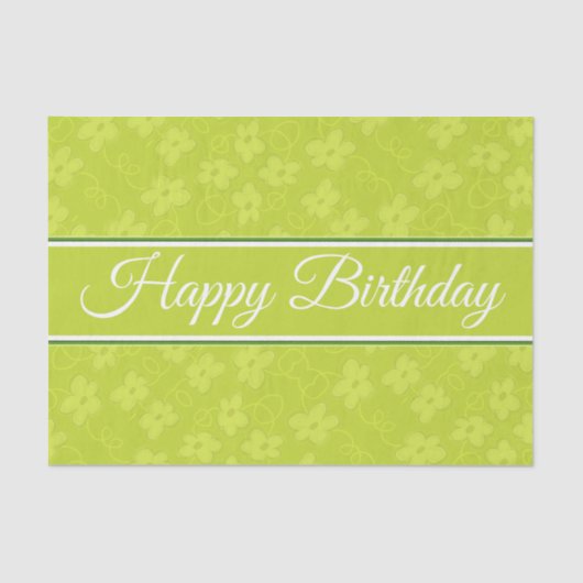 Lime Green Flower Geburtstag Seidenpapier (Vorderseite)
