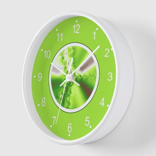Lime Green Fraktal Art Uhr (Winkel)