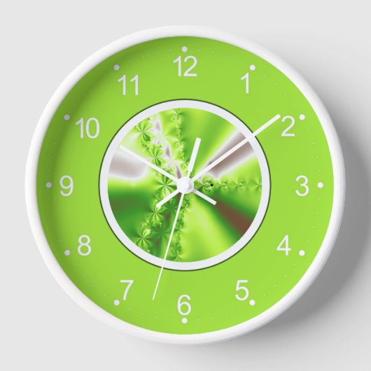 Lime Green Fraktal Art Uhr (Vorderseite)